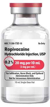 Ropivacaine Hydrochloride Injection, USP 0.2%, 20 mg per 10 mL